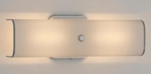 lot 240 image: Hampton Bay Adeliade 14 in. 2-Light White Bath Vanity Light with Glass Shade RS190305