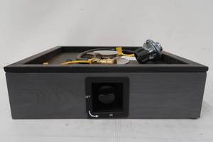 lot 241 image: Hampton Bay Patio Tabletop Firepit Gas Stainless Steel Square Wood Grain Gray A301003000