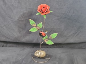 lot 36 image: New Recycled Metal Garden Art Rose with Ladybug