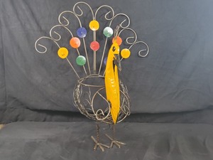 lot 40 image: New Large Recycled Metal Garden Art Peacock Planter  Plant Holder  Trellis