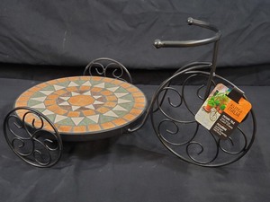 lot 63 image: New Mosaic Tile Tricycle Plant Stand