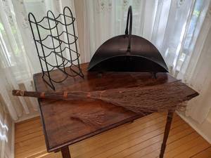 lot 45 image: Log Holder, Wine Rack, Rustic Broom