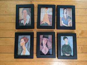 lot 54 image: (6) Framed Amadeo Madigliani Portraits