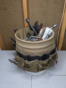 lot 75 image: Five Gallon Bucket w Tool Organizer and Hand Tools