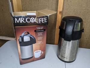 lot 142 image: Mr. Coffee 2.3 Quart Stainless Steel Pump Pot