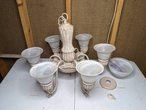 lot 143 image: Six Arm Chandelier with Shades