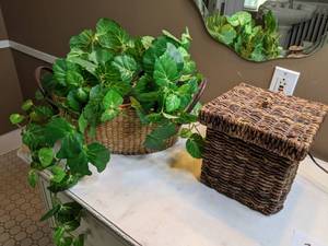 lot 116 image: Wicker Box & Basket, Silk Plant