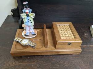 lot 96 image: Jewelry Box, Geneva Watch, Clown Figurine