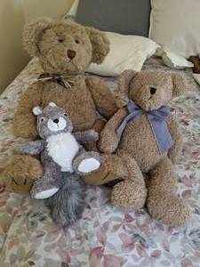 lot 80 image: (3) Stuffed Animals Bears and Squirrel