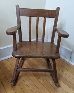 lot 82 image: Vintage Child Size Wood Rocking Chair