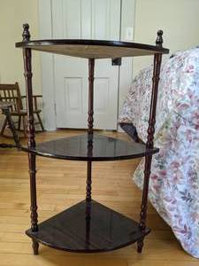 lot 87 image: Wood Three Tier Corner Shelf