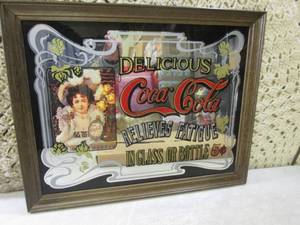 (F-3) Vintage Framed Coca-Cola Mirr...