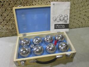 (BSB) Metal Bocce Ball Set in Wood ...