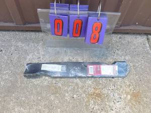 lot 8 image: New Craftsman 48 mower blades. 3 piece set. As shown.