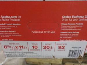 Costco 8 12 x 11 Copy Paper 5000 S...