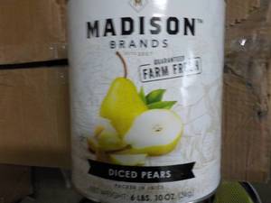 6 lb. 10 oz can Madison Diced Pears...
