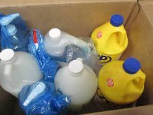 box of cleaning materials ...