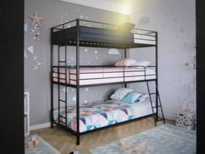 cormac metal triple bunk bed grey n...