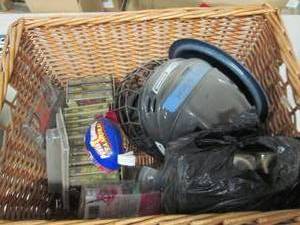 wicker basket with hocky helmet ,we...