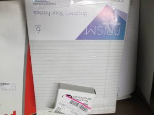 box of printer paper, file folders ...