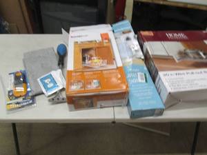 lot of storage items and stud finde...