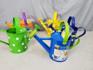 lot 76 image: 5 New Kids Metal Watering Cans