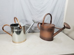 lot 81 image: 2 New 2 Gallon Metal Watering Cans