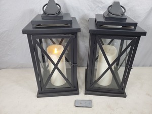 lot 117 image: Pair of Luminara Flameless Candles with Lanterns