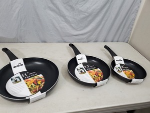 lot 126 image: 3 New Black Non Stick Fry Pans