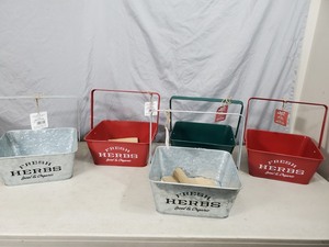 lot 128 image: 5 New Rustic Farmhouse Herb Caddies with Handles