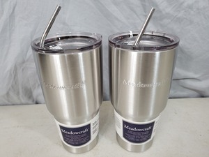 lot 133 image: 2 New 30 oz Insulated Tumblers with Straws