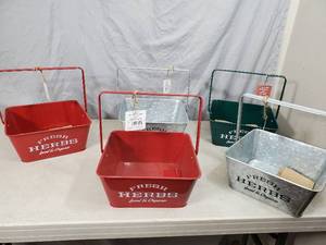 lot 142 image: 5 New Rustic Farmhouse Square Herb Caddies with Handles