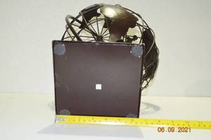 Superb Bronze Tone Iron Metal Rotating World Globe Sphere On Stand - Great Condition Approx 18x9