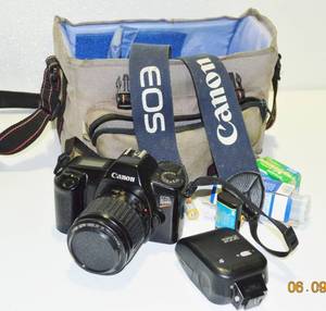 Cannon EOS Rebel Camera With 200E Speedlight &amp Extras - Working Condition - Needs Batteries