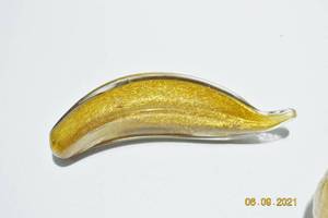 Lot Of 3 Gorgeous Studio Art Glass Fruit Filled With Gold Adventurine - Banana, Apple &amp Grapes On Vine - Excellent Condition