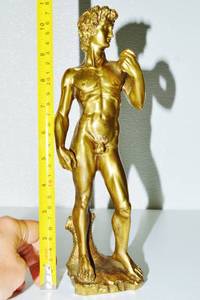 Made In Italy Solid Brass Sculpture Of&nbspDavid by Michelangelo 11 Tall - Great Condition