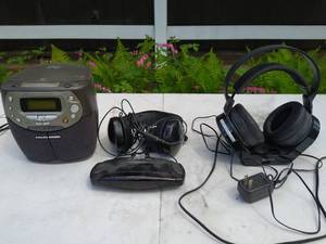 CD Alarm Clock, Wireless Headphones, and CDs
