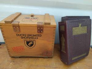 Two American Rifleman Books and Ducks Unlimited Ammo Box