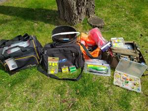 Collection of Tackleboxes and Fishing Supplies