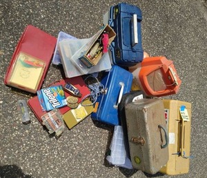 Collection of Tackleboxes and Fishing Supplies