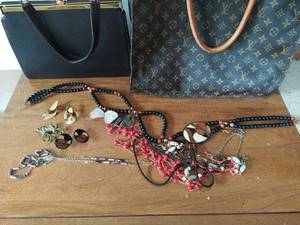 Two Purses with Costume Jewelry