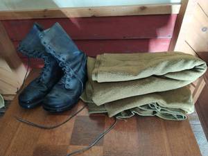 Military Style Boots & Blanket
