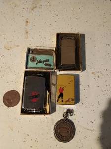 Collection of Lighters and Coins