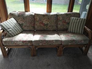 Rattan Floral Sofa