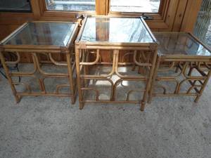 Three Rattan End Tables