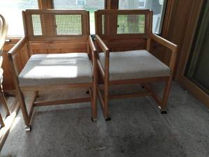 Two Vintage Wicker Back Chairs