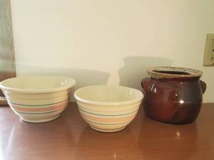 Two Pottery Bowls And A Cookie Jar