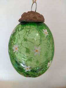 lot 110 image: Six Crackle Glass Painted Eggs