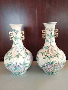 lot 238 image: Set of two large painted porcelain vases