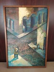 lot 276 image: Framed canvas painting